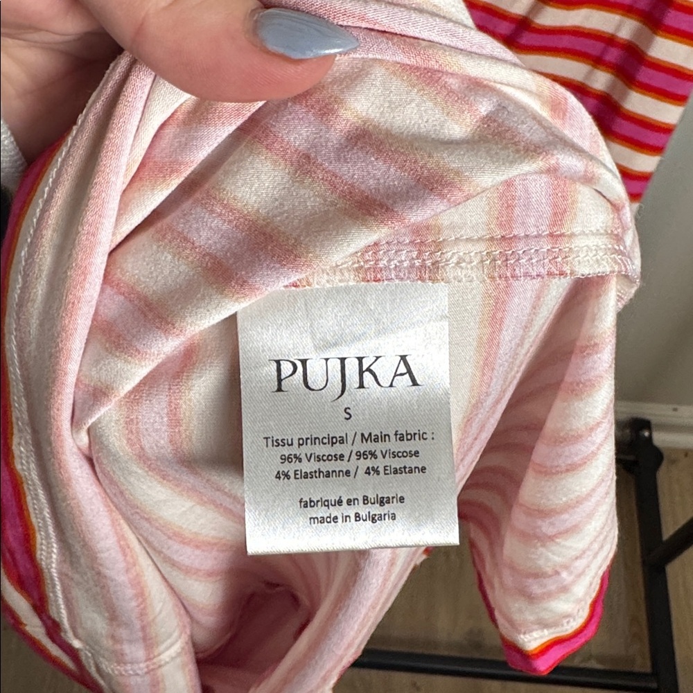 Pujka Adjustable Strap Red/Pink Striped Bodycon Guard Stripe Dress Size Small - Picture 8 of 8